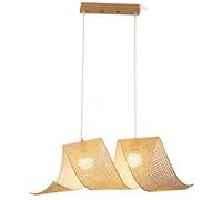 TGVFRIOO Lámpara colgante rústica de bambú hecha a mano, espiral de bambú natural, para sala de estar, comedor o terraza. Casquillo E26. Ideal para cocinas rústicas, casas de campo o islas de cocina.