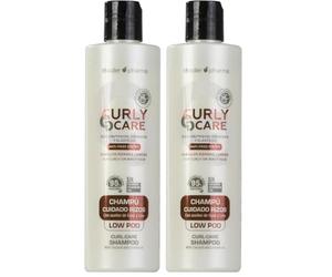 Thader Pharma Curly Care Champú para cabellos rizados y ondulados Low Poo con aceites de Coco y Lino y Proteínas Vegetales, 300 ml (Paquete de 2)
