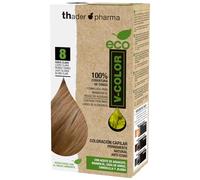 Thader Pharma ECO V-Color Kit de Coloración Capilar Permanente sin amoniaco 100% cobertura de canas, 120 ml (No. 8 Rubio claro)