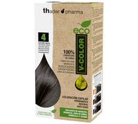 Thader Pharma ECO V-Color Kit de Coloración Capilar Permanente sin amoniaco 100% cobertura de canas, 120 ml (No. 4 Castaño medio)
