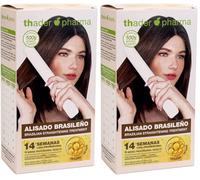 Thader Pharma Kit de alisado brasileño sin formol con Aceites de Argán y Tsubaki, Queratina y Aminoácidos (Blanco - Cabello oscuro) (Paquete de 2)
