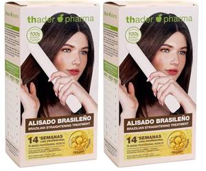 Thader Pharma Kit de alisado brasileño sin formol con Aceites de Argán y Tsubaki, Queratina y Aminoácidos (Blanco - Cabello oscuro) (Paquete de 2)
