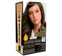 Thader Pharma V-Color Kit de Tinte permanente Sin Amoniaco con Oro Líquido 100% Cobertura de canas, 120 ml (No. 6.13 Rubio oscuro ceniza dorado)