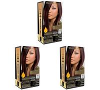 Thader Pharma V-Color Kit de Tinte permanente Sin Amoniaco con Oro Líquido 100% Cobertura de canas, 120 ml (No. 6.65 Rubio oscuro rojo caoba) (Paquete de 3)