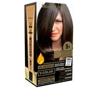 Thader Pharma V-Color Kit de Tinte permanente Sin Amoniaco con Oro Líquido 100% Cobertura de canas, 120 ml (No. 5.1 Castaño claro ceniza)