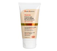 Thader Pharma Vitamin Sun Protector solar facial con color FPS 50+ con Ceramidas, Niacinamida y Booster de Vitamina D, 50 ml