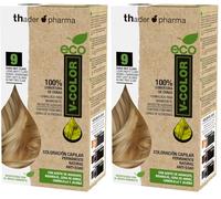 Thader Th Pharma ECO V-Color Kit de Coloración Capilar Permanente sin amoniaco 100% cobertura de canas, 120 ml (No. 9 Rubio muy claro) (Paquete de 2)