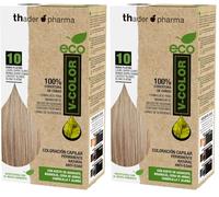 Thader Th Pharma ECO V-Color Kit de Coloración Capilar Permanente sin amoniaco 100% cobertura de canas, 120 ml (No. 10 Rubio platino) (Paquete de 2)