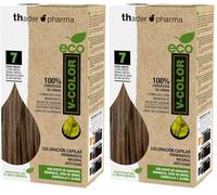 Thader Th Pharma ECO V-Color Kit de Coloración Capilar Permanente sin amoniaco 100% cobertura de canas, 120 ml (No. 7 Rubio medio) (Paquete de 2)