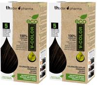 Thader Th Pharma ECO V-Color Kit de Coloración Capilar Permanente sin amoniaco 100% cobertura de canas, 120 ml (No. 5 Castaño claro) (Paquete de 2)