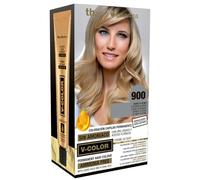 Thader Th Pharma V-Color Kit de Tinte permanente Sin Amoniaco con Oro Líquido 100% Cobertura de canas, 120 ml (No. 900 Rubio platino)