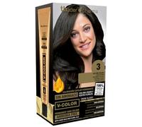 Thader Th Pharma V-Color Kit de Tinte permanente Sin Amoniaco con Oro Líquido 100% Cobertura de canas, 120 ml (No. 3 Castaño oscuro)