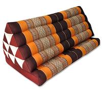 Thai cojín triángulo XXL, con un asiento plegable, sofá, relajación, playa, piscina, Meditación, yoga, hecho en Tailandia, marrón/naranja (81116)