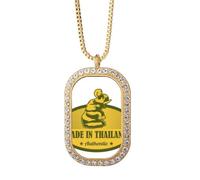 Thai Culture - Collar con colgante de cristal dorado con diamantes de imitación