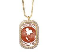Thai Culture I Love Thailand - Collar con colgante de mapa de diamantes de cristal dorado