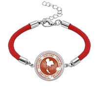 Thai Culture - Pulsera de cuerda roja hecha a mano con mapa de Tailandia