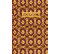 Thai Pattern Notebook - Gold on Red-Brown: Perfect for journaling, note-taking, and creative writing. Size 6 x 9 inches and 120 Lined Pages