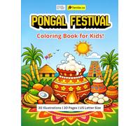 Thai Pongal Festival Coloring Book for Kids and Adults Featuring Traditional Tamil Harvest Celebrations, Village Life Scenes, Cultural Symbols, tamil books for kids