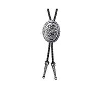 (Thai silver) Adjust Length Bolo Tie Popular Man Dance Necktie Evening Party Carved Horse Head Pendant Necktie Great Gift for Birthday ancient tin