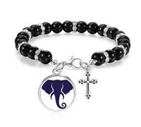 Thailand I Love Thailand - Pulsera de cuentas con diseño de elefante y corazón