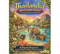 Thailandia, libro da colorare per adulti: 50 Eleganti Disegni tra Templi, Elefanti, Giungla e Paradisi Tropicali: Un viaggio antistress per rilassarsi