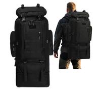 ThaiRoot Mochila de senderismo y senderismo de 100 L, mochila grande para exteriores, para camping, viajes y aventura, ergonómica, repelente al agua, robusta, color negro y verde militar