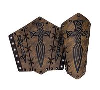 Thajaling 2 piezas Guanteletes medievales de cuero de imitación, brazalete retro, guardabrazos de tiro con arco para LARP, Cosplay (Marrón)