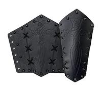 Thajaling 2 piezas Guanteletes medievales de cuero de imitación, brazalete retro, guardabrazos de tiro con arco para LARP, Cosplay (Negro)