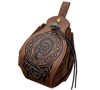Thajaling Bolsa vikinga de Piel sintética Medieval, Billetera con patrón de brújula nórdica, riñonera con cordón, Cartera portátil, Bolsa de cinturón Vintage, Monedero de Moda para Hombres y Mujeres