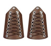 Thajaling Brazales de Tiro con Arco Medievales de 2 Piezas, brazaletes Larp de puños Vikingos, brazaletes Vintage de Cuero Ancho, guardabrazos de Cuero Hechos a Mano (Marrón)