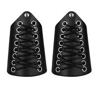 Thajaling Brazales de Tiro con Arco Medievales de 2 Piezas, brazaletes Larp de puños Vikingos, brazaletes Vintage de Cuero Ancho, guardabrazos de Cuero Hechos a Mano (Negro)