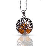 Thajaling Collar Reiki con colgante de árbol de la vida de plata y piedra de ojo de tigre - Cristales piedras de chakra, piedra, cristal, Piedra, Cristal
