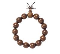 Thajaling Pulsera Budista Budista Zen 15 mm Mala Pulsera tibetana Buda Meditación Oro Natural Sándalo, 10 pulgadas, Madera