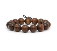 Thajaling Pulsera de cuentas de sándalo de piel de tigre, pulsera de cuentas de madera natural, pulsera de cuentas de madera hecha a mano de 12 mm, Pulsera de cuentas de 15 cuentas servidas a mano