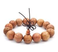 Thajaling Pulsera tibetana Mala meditación Budista Buda 15 mm Pulsera Grande oración Madera elástica Natural Hombres