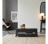 Thaki Black - Mesa de centro de madera de pino maciza H 35 x B 100 x T 60 cm