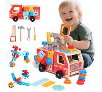 Thalire Maletín de Herramientas para niños, Carro de Herramientas 29 Piezas - Banco de Trabajo de Juguete de Madera para niños a Partir de 2-3-4 años