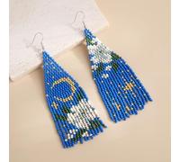 Thalorix New original design Starry Sky Flower Series Ethnic Style Hand-woven Tassel Earrings for Women(2)