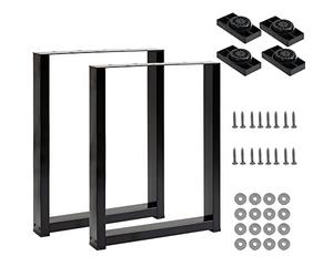 Thanaddo Patas de mesa, metal, cuadradas, negras, 2 piezas, moderno, acabado de acero inoxidable, para uso en interiores y exteriores, caminos de mesa, banco de bricolaje, mesas de comedor