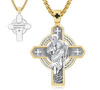 Thanches Collar con medalla de cruz para hombres y mujeres, plata de ley 925, San Miguel, San Judas, San Andrés, San Cristóbal, San José, San Rafael, San Sebastián, Jesús crucifijo, Virgen María