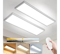 Thanger Plafon Panel LED de Techo 120x30CM, Panel Superficie de luz Regulable con Mando a Distancia, 3000K-6500K Iluminación Intensa Adecua da para Oficina, Taller, Garaje o Salón
