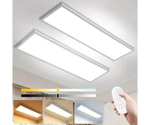 Thanger Plafon Panel LED de Techo 120x30CM, Panel Superficie de luz Regulable con Mando a Distancia, 3000K-6500K Iluminación Intensa Adecua da para Oficina, Taller, Garaje o Salón