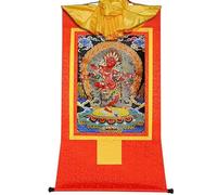 Thangka tibetano, pintura de thangka, tapiz budista, Kurukulla, Madre Buda, Arte de pintura de Thangka tibetano, Brocado de Thangka budista, Tapiz de Buda con pergamino (Color : Red, Size : Large(85