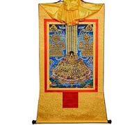 Thangka tibetano, pintura de thangka, tapiz budista, Shakyamuni en el árbol del refugio, conversión de Buda Gautama, arte de pintura de Thangka tibetano, brocado de Thangka budista, tapiz de Buda con
