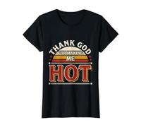 Thank God For Making Me Hot Vibraciones seguras - Camiseta gráfica económica, Mujer, Negro, L