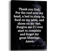 Thank God Inspirational Quote Canvas Wall Art Christian Bible Verse Print for Home Decor Faith and Hope Poster Religious Bedroom Art(Framed,08x12inch(20x30cm))