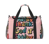 Thank God It'S Friday Bolsa de viaje, bolsas de fin de semana para mujeres y hombres, para aventuras al aire libre, ideal para acampar y senderismo, Negro -, Talla única