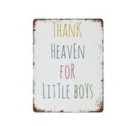 Thank Heaven For Little Boys Sentimental Metal Sign for Boy Bedroom Decor Funny Colorful Saying Wall Plaque Home Art 8 X 12 inch
