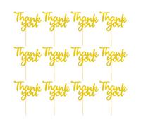 Thank You Cake Topper - 12 Piece Set | Cake Decoration And Appreciation Supplies, 12-Piece Thank You Party Toppers For Teachers, Friendsgiving, Gatherings, Celebrations, And Special Events