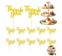 Thank You Cake Topper, Thanksgiving Cake Decoration, 3.03x2.09 inches 12 Piece Appreciation Party Supplies for Teacher, Friendsgiving, Celebrations, Events and Gatherings